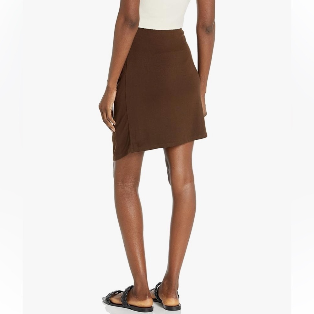 Vince Falda fruncida Brown Women Skirt S asymmetrical pull on elastic event Y2K - Picture 8 of 9
